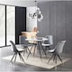 image 9 of Set of 2 Sofia Ergonomic Modern Dining Chairs Upholstered in Velvet, Metal Legs with Gold End Tips | Grey | Light Grey