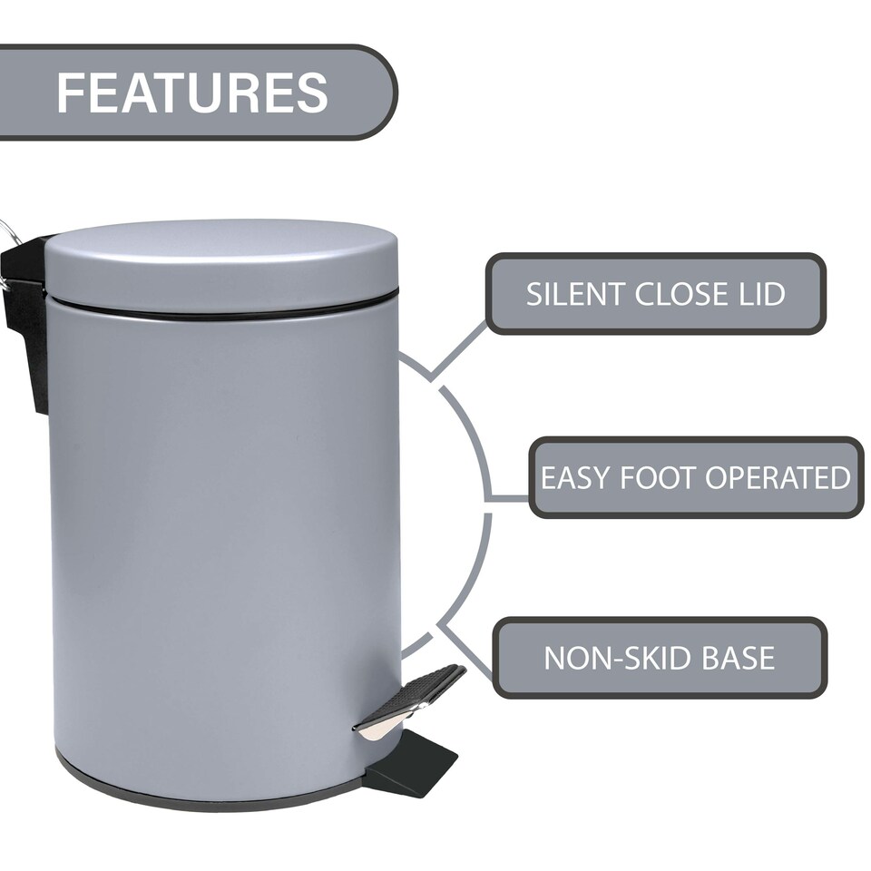 image 1 of Upgrade your home with this brand new stainless steel pedal bin, designed to complement any modern kitchen, bathroom, or office. Grey