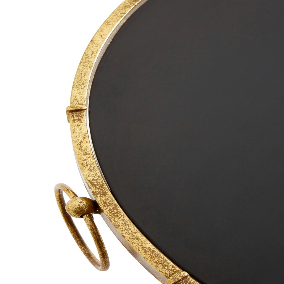 image 1 of Interiors by Premier Sleek Black Tempered Glass Top Accent Table, Elegant Side Table By Couch, Durable And Versatile Lounge Table Black