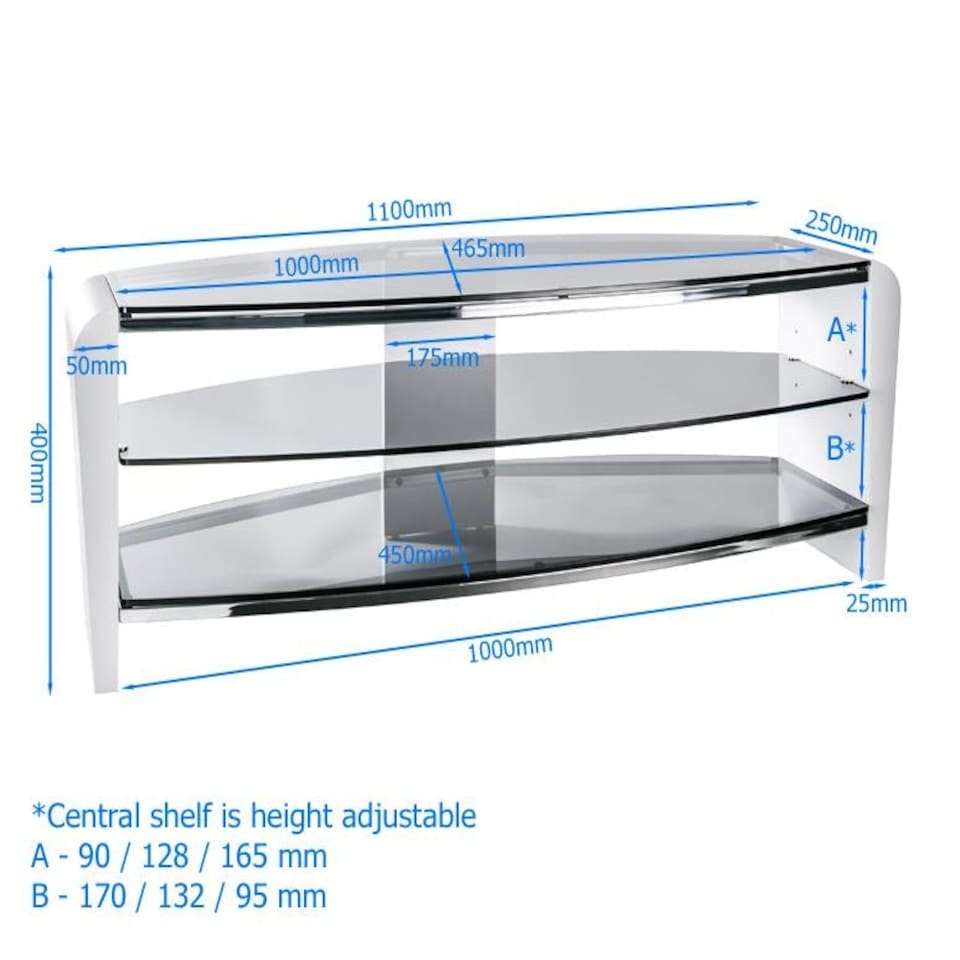 image 1 of Francium TV-Stand with 3 Shelves Black | Black | Black | One Size | 69