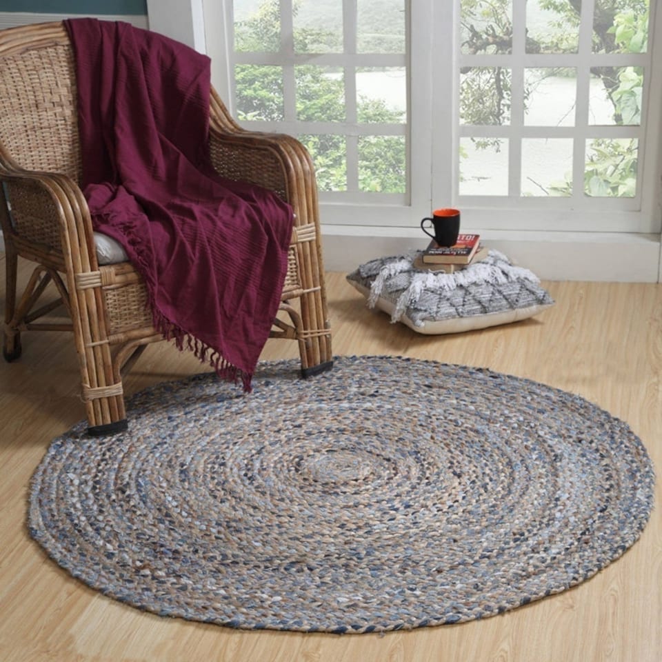image 1 of JEANNIE Round Kids Rug Ethical Source with Recycled Denim - L60 x W60 Multi