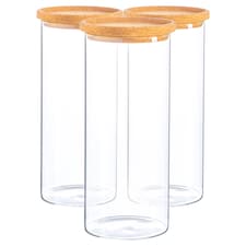 Argon Tableware Glass Storage Jars with Cork Lids - 1.5 Litre - Pack of 3