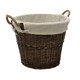 image 1 of JVL Willow Wicker Log Storage Basket with Rope Handles and Lining 50x40cm, Brown Brown