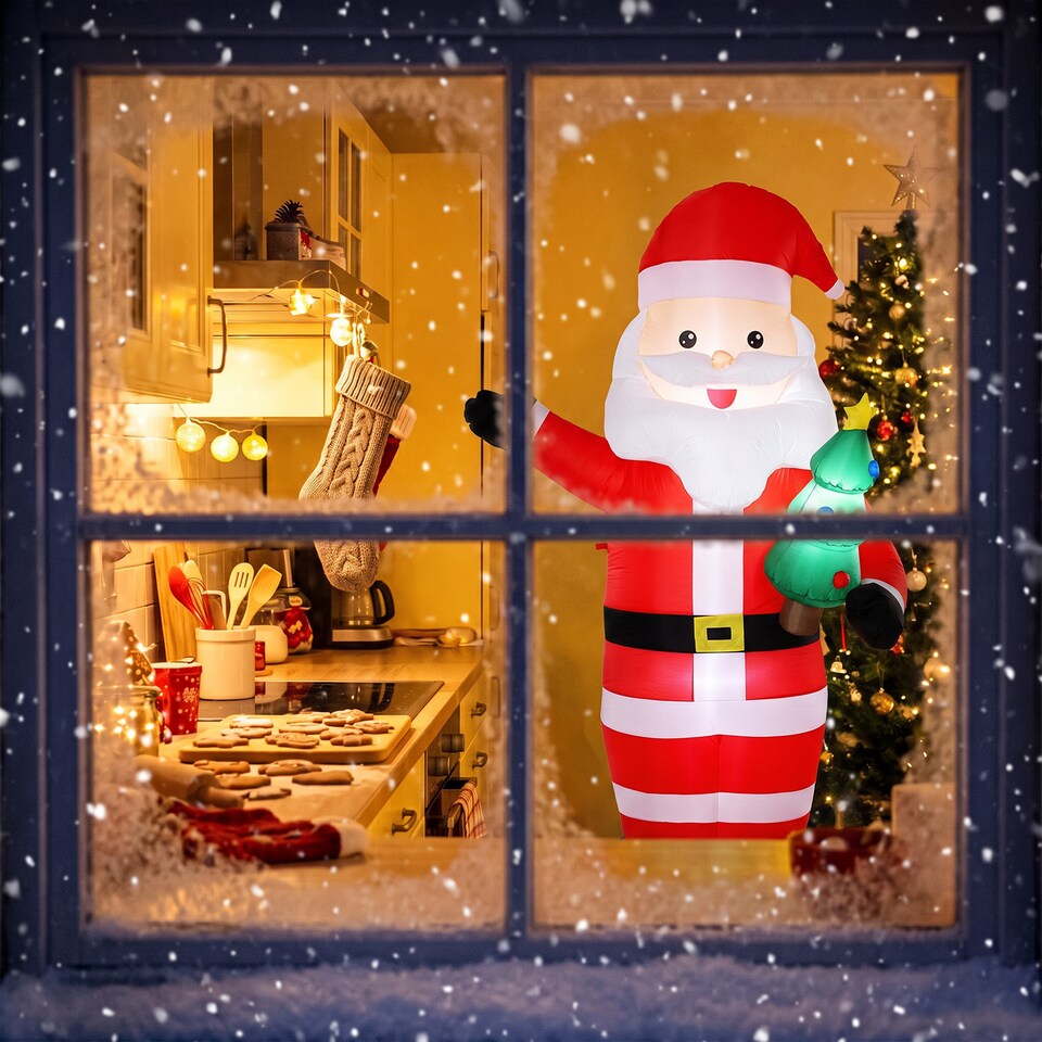image 1 of Outsunny 8FT Inflatable Christmas Decoration with Bright LED Light, Red
