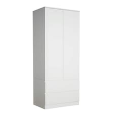 Wardrobe 2 Door 2 Drawer Storage Cabinet Modern Home Bedroom Furniture White