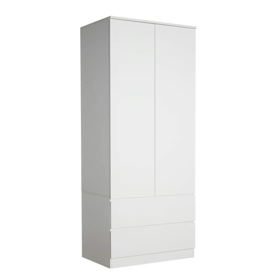 image 1 of Wardrobe 2 Door 2 Drawer Storage Cabinet Modern Home Bedroom Furniture White