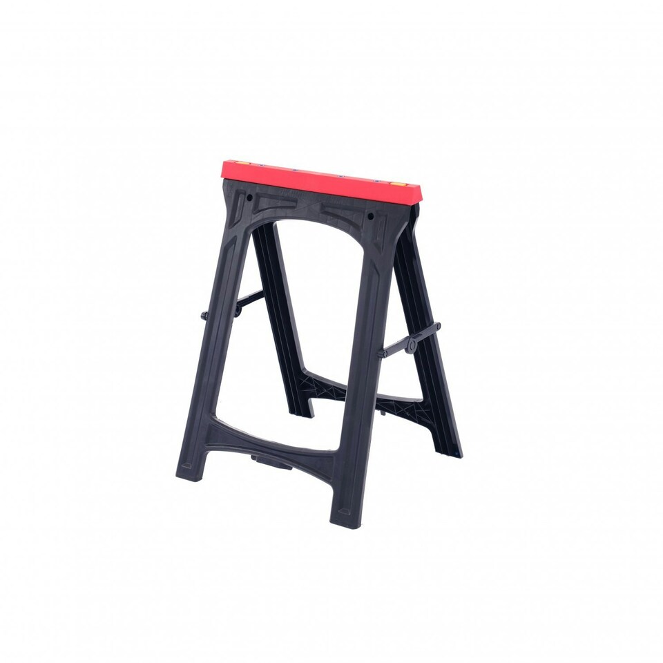 image 1 of Oypla 2x Heavy Duty Folding Plastic Saw Horse Trestle Stands 150kg Black
