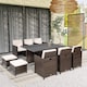 image 2 of Outsunny 10 Seater Rattan Cube Garden Furniture Set with Parasol Hole, Rattan Dining Set with Cushions, Outdoor Dining Table and Chairs with Rectangular Glass Top Table for Patio, Mixed Brown