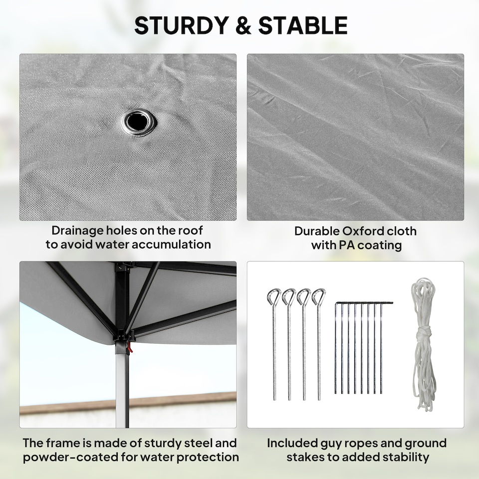 image 1 of Outsunny Pop Up Gazebo Height Adjustable Canopy Tent w/ Carrying Bag, Dark Grey | Grey | Dark Grey