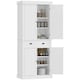 image 1 of HOMCOM Freestanding Kitchen Cupboard, 184cm Tall Storage Cabinet with Doors and Shelves, Traditional Colonial 4-Door Kitchen Pantry Cupboard with Drawer, White