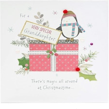Granddaughter Penguins Hand Finished Christmas Card