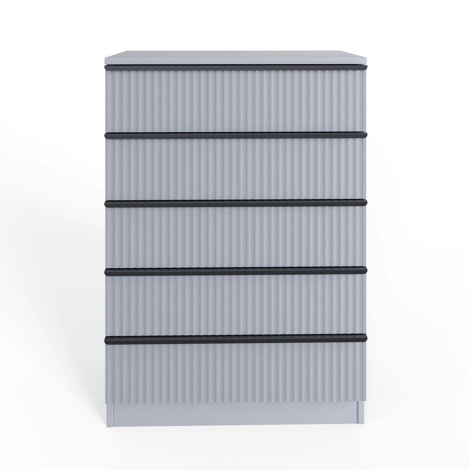 image 1 of FWStyle Lania Ripple Ridged 5 Drawer Chest Of Drawers Matt Grey