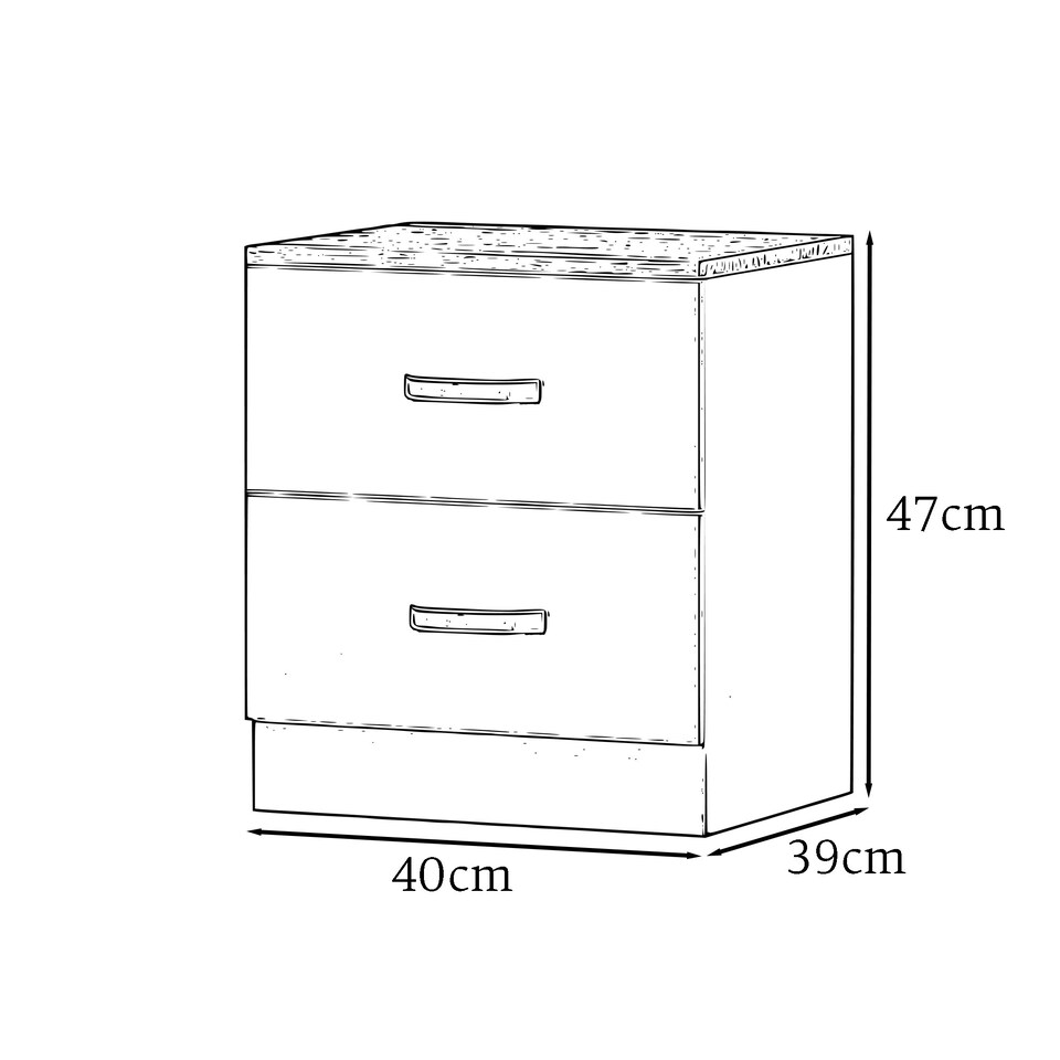 image 1 of FWStyle Tunis 3 Piece Bedroom Furniture Set - Matt Grey - Wardrobe + Chest + Bedside