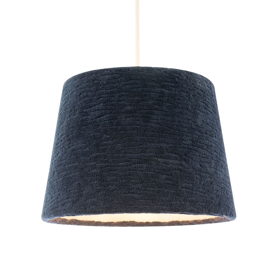image 1 of Thick Lined Textured Midnight Blue Velvet Lamp Shade with Satin Inner | Blue | Midnight Blue | 1