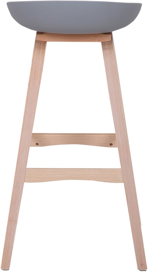 image 1 of Equator Single Kitchen Bar Stool, Fixed Wooden Legs And Footrest, Premium Breakfast Bar & Home Barstool, Grey