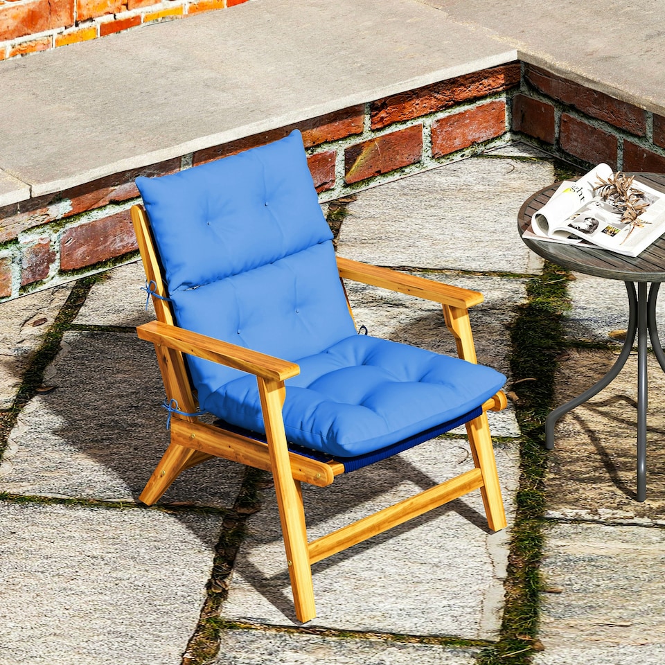 image 1 of Outsunny Adirondack Chair Cushion Rocking Chair Cushion w/ Ties, Blue 