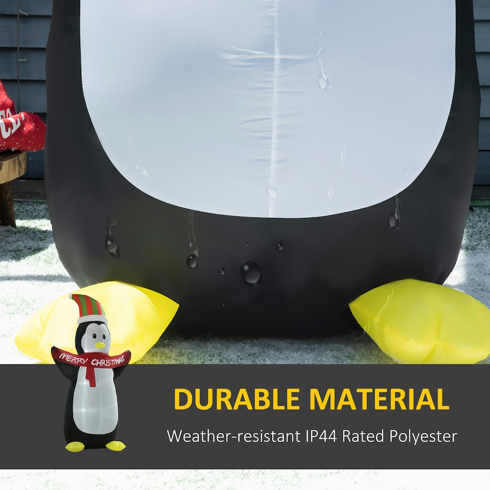 image 1 of HOMCOM 8ft Inflatable Penguin & Christmas Banner Decoration Indoor Outdoor WeatherResistant Shell Fun Cute