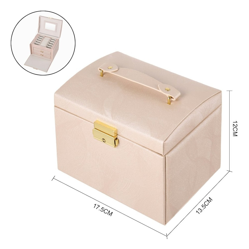 image 1 of Living and Home Multi-Function Faux Leather Jewellery Storage Box with Drawers