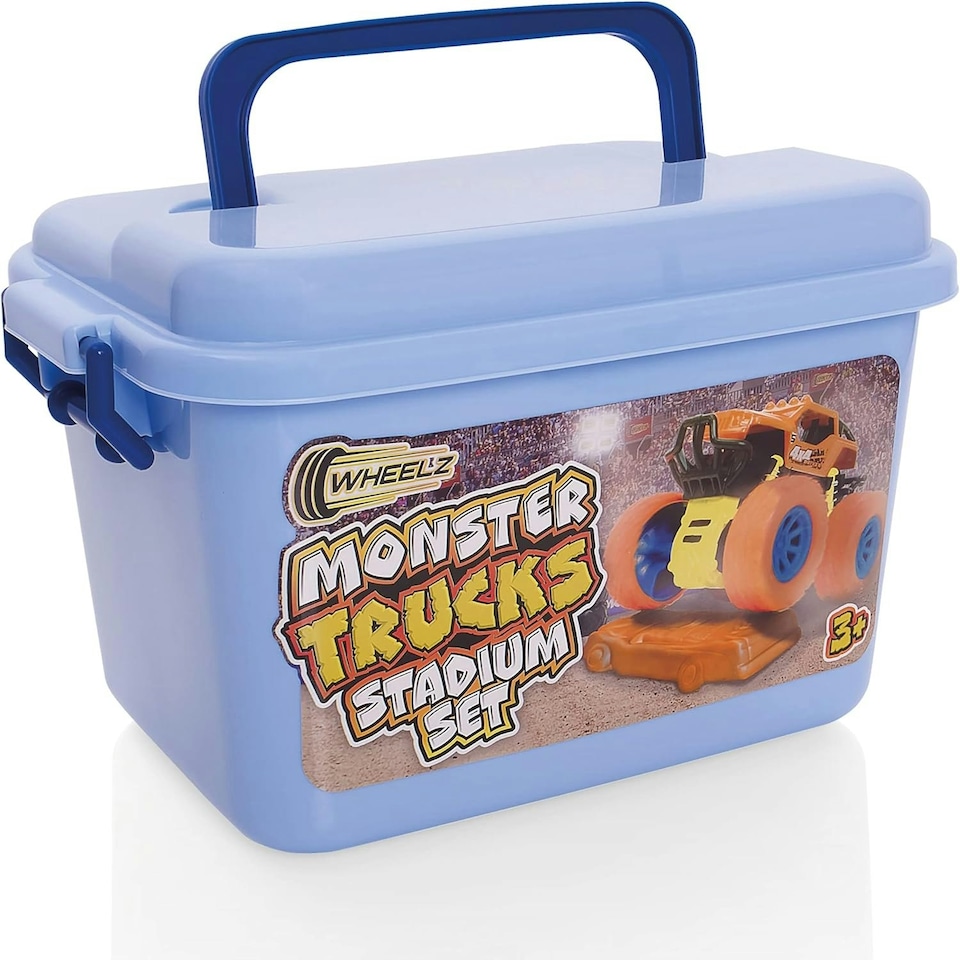image 1 of Wheelz Monster Truck Stadium Set - 4 Monster Trucks, Storage Tub & Accessories