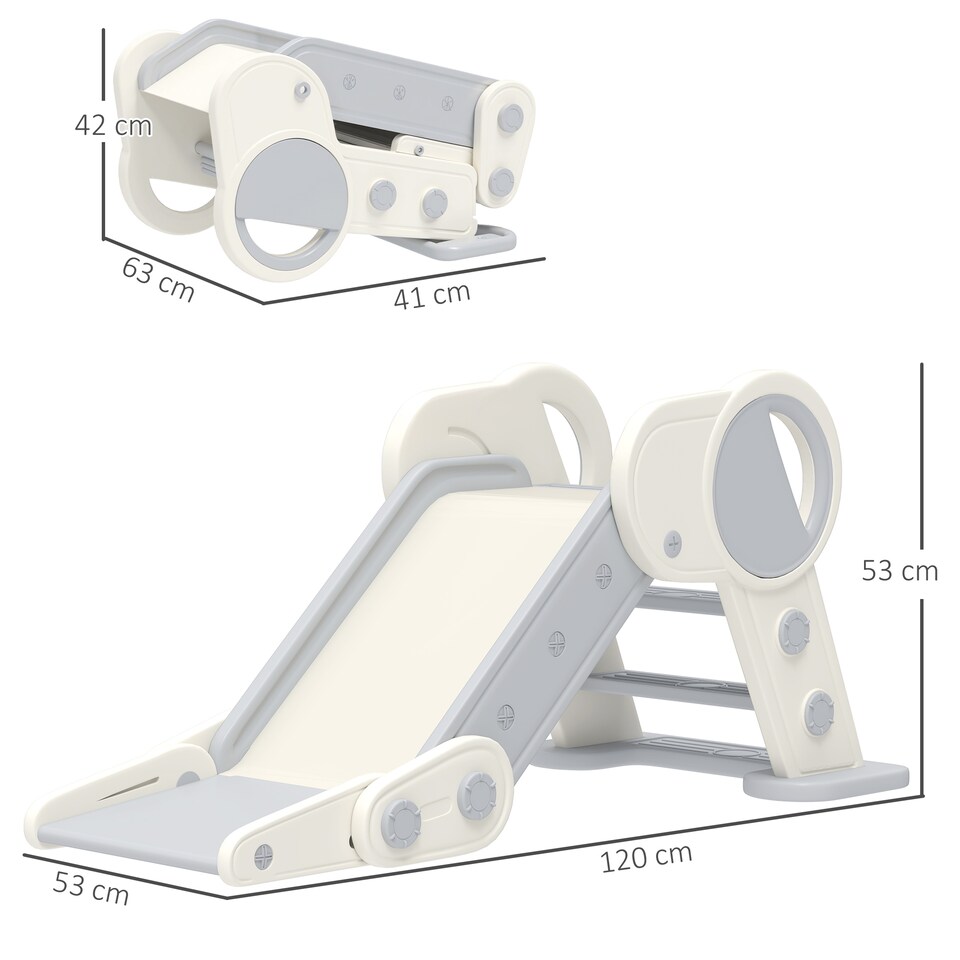 image 1 of AIYAPLAY Freestanding Foldable Kids Slide, Baby Slide for 1.5-3 Years, Grey