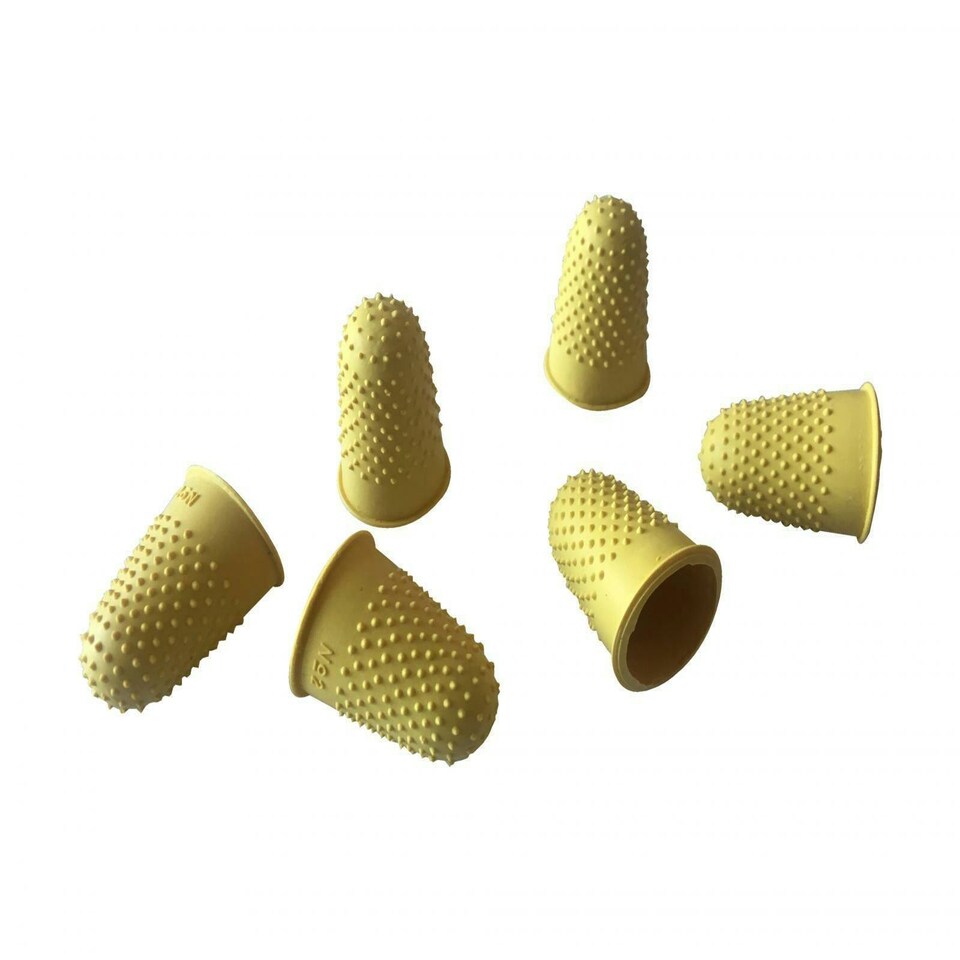 image 1 of Pack of 72 Yellow No.2 Rubber Thimblettes - Large Thimble Finger Cones