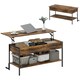 image 1 of HOMCOM Industrial Lift Top Coffee Table with Storage Shelf Rustic Brown Brown