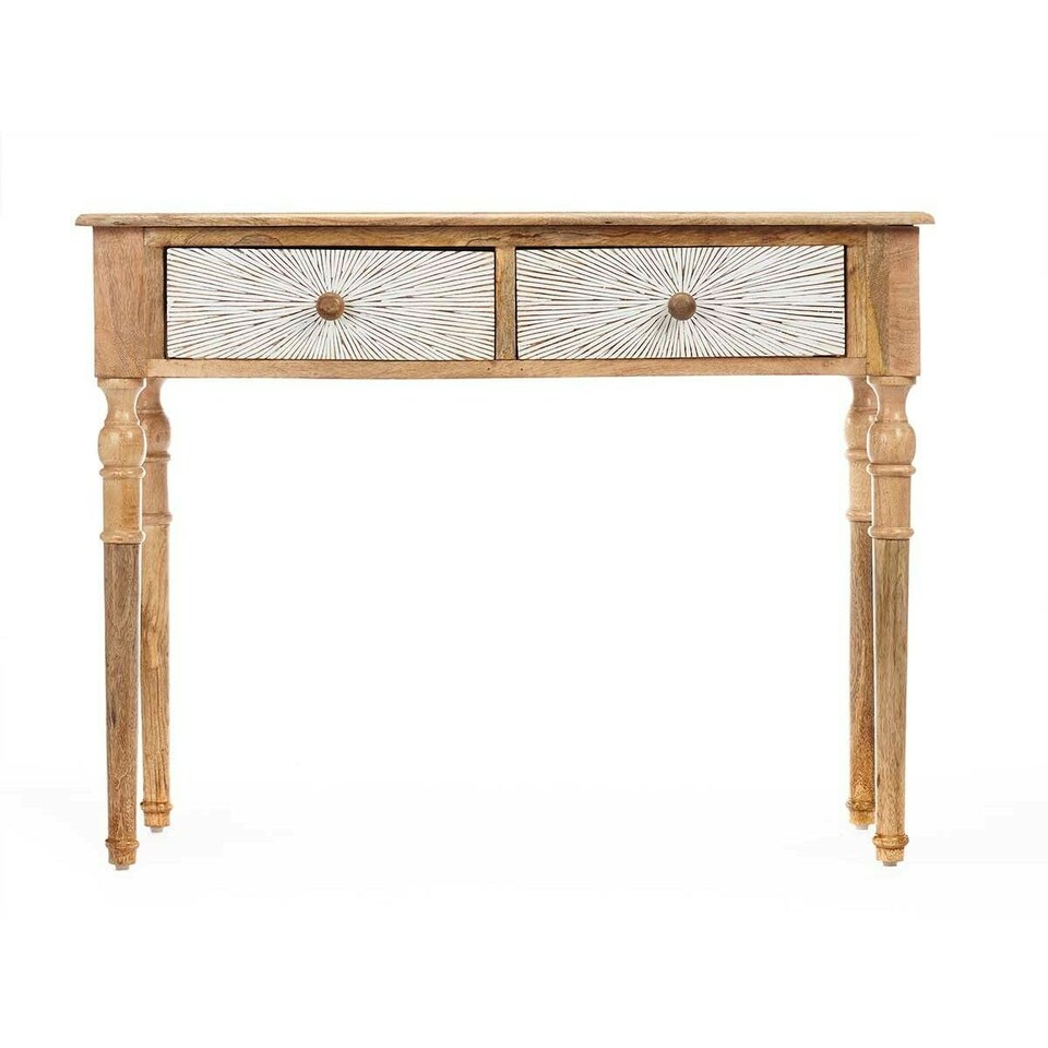 image 1 of Hall Table with 2 Drawers Gift Decor 35 White Brown 98 x 77 x 42 cm Stripes N/A