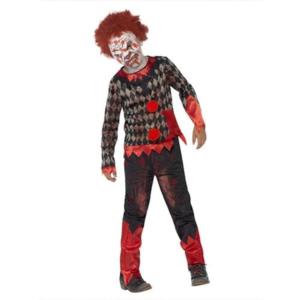 image 1 of Zombie Clown Deluxe Fancy Dress Costume Kids Unisex Large - Age 10-12