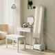 image 10 of HOMCOM Modern Dressing Table w/ 2 Drawers Round Mirror for Bedroom White