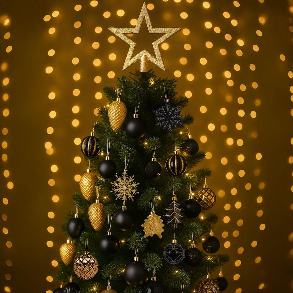 image 1 of Neo Large 110PCS Christmas Tree Bauble Ornaments Set | Black