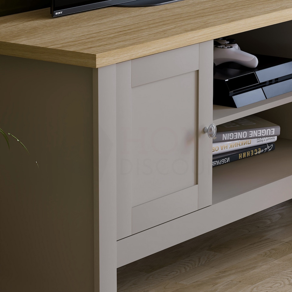 image 1 of Vida Designs Arlington 2 Door TV Unit Shaker Entertainment Storage, Grey & Oak | Grey | Grey & Oak | 1