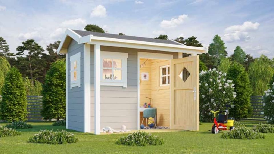 image 1 of Pingo-Log Cabin, Wooden Garden Room, Timber Summerhouse, Home Office - L230 x W189.4 x H188.1 cm | Brown