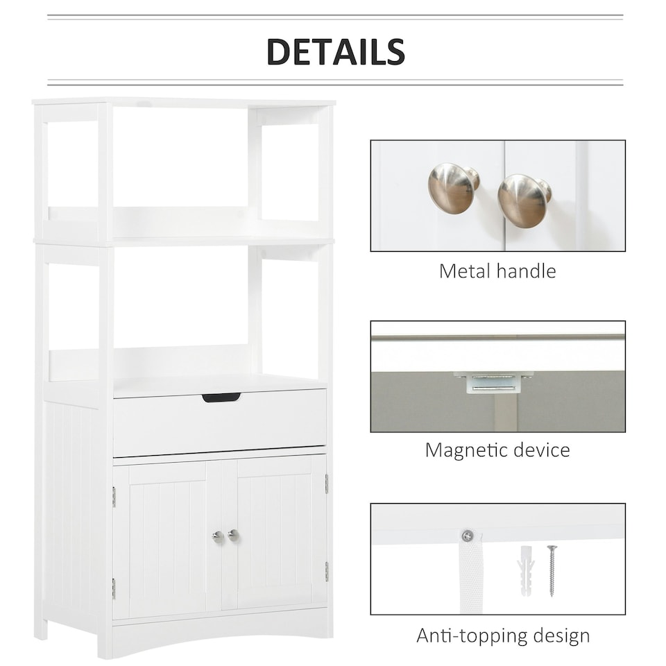image 1 of kleankin Bathroom Floor Storage Cabinet Kitchen Sideboard Standing Unit W/ Doors