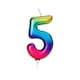 image 1 of Anniversary House Age 5 Metallic Numeral Moulded Pick Candle Rainbow