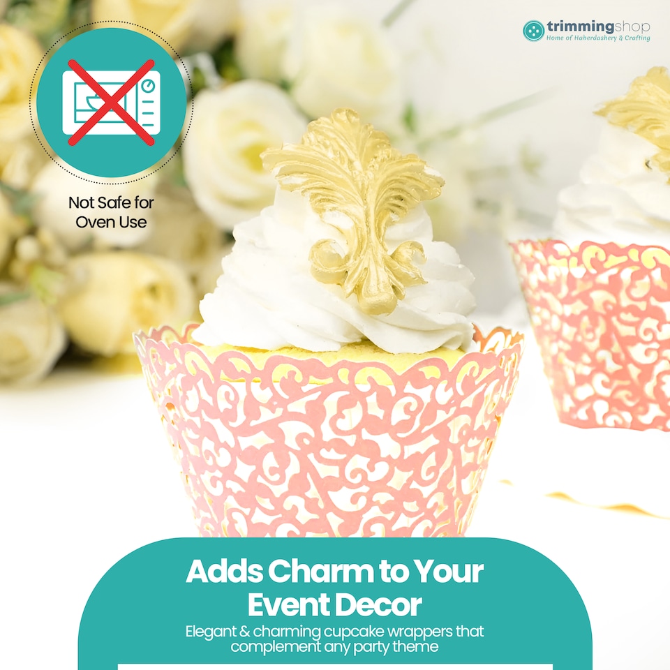 image 1 of Cupcake Wrappers Laser Cut Floral Design Paper Cup Holders - 25pcs