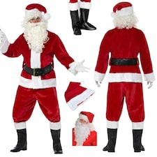 Santa Claus Suit Adult Premium Plush Mens Cosplay Costume Complete Outfit Fancy Dress Father Christmas Party Clothes