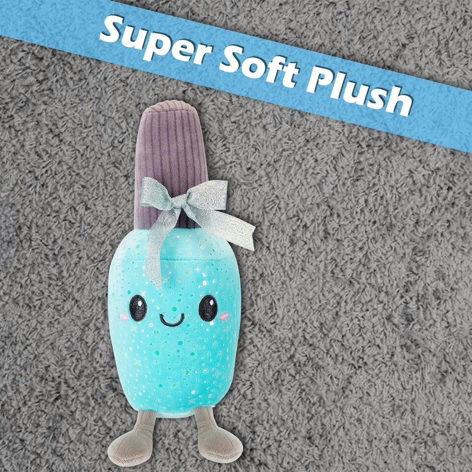 image 1 of Nail Polish Soft Toy Cute Plushie Huggable Cuddly Stuffed Toy 18cm Blue