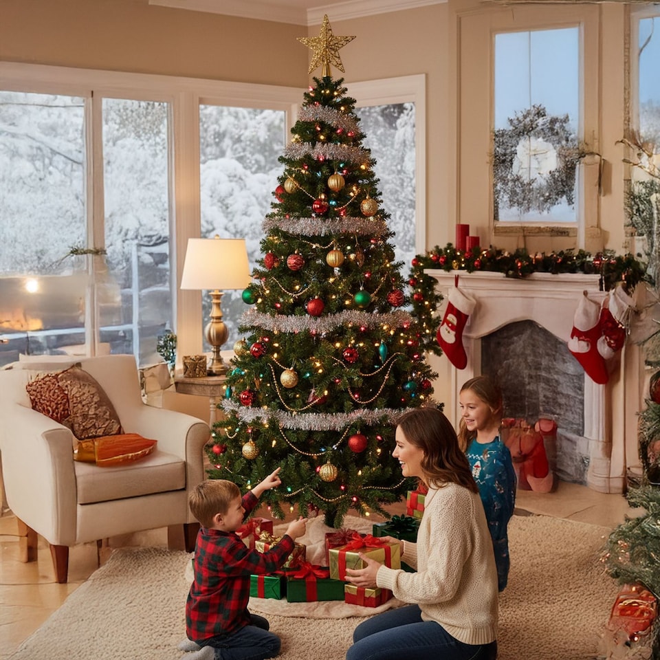 image 1 of Alivio 6ft Natural Looking Artificial Christmas Tree For Home With Metal Stand