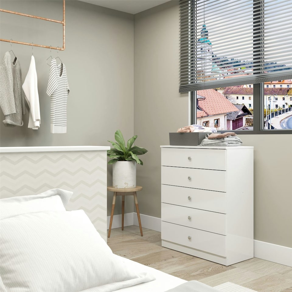 image 1 of Denver 5 Drawer Chest White