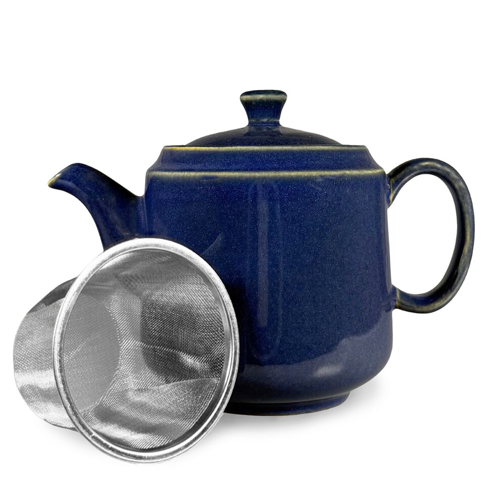 image 1 of Scandi Home Frederiksberg Navy Blue Artisan Glaze Ceramic 1L Infuser Teapot