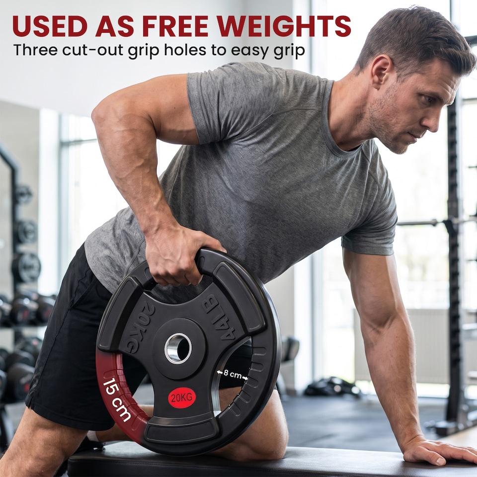 image 1 of SPORTNOW 20kg Olympic Weight Plate, Weight Plate Disc with Tri-Grips