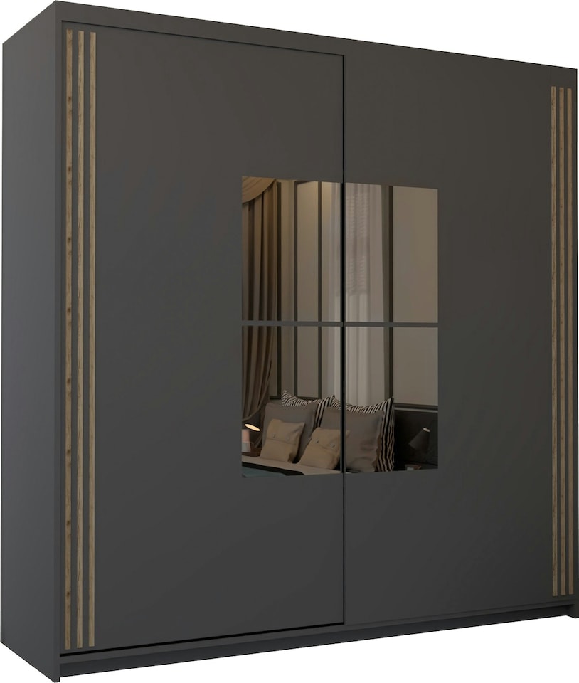 image 1 of Sliding Wardrobes 4U Sydney High Gloss Sliding Wardrobe with Mirror, LED & Drawers - 203cm or 253cm | White | White203 | 253cm
