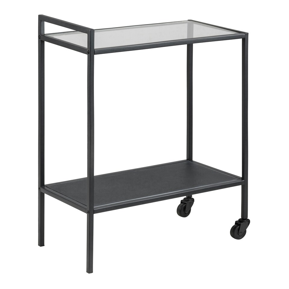 image 1 of Seaford Black Metal Serving Trolley with Glass Top
