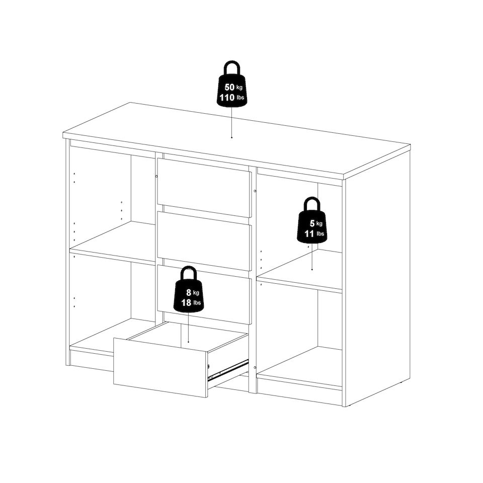 image 1 of Naia Sideboard 4 Drawers 2 Doors in Concrete and White High Gloss