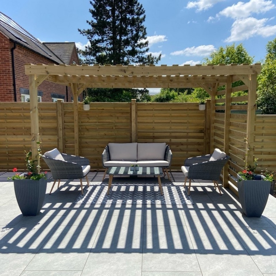 image 1 of Shade Pergola - Wood - L420 x W480 x H270 cm - Light Green