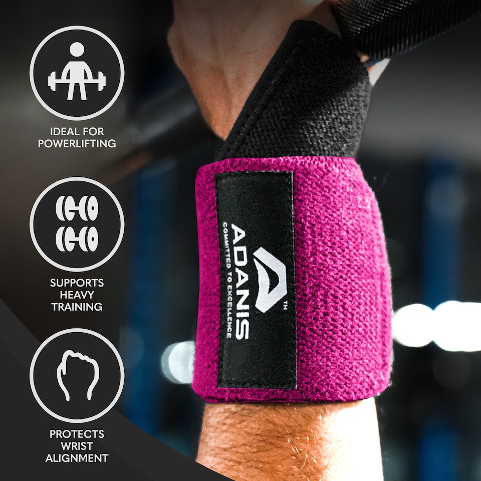 image 1 of Adanis Wrist Wraps for Weightlifting (Pair), Adjustable Wrist Support