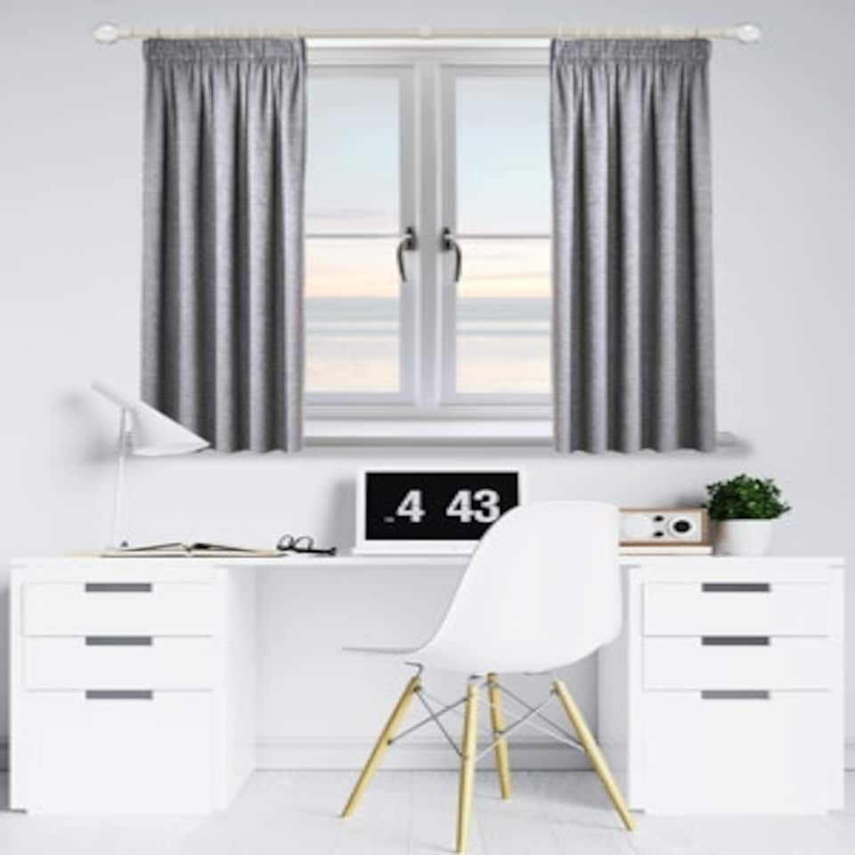 image 1 of 13 - 16mm Cream Crystal Ball Metal Curtain Pole Set 120-210cm Cream | Cream