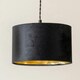 image 1 of ValueLights Reni Black Velvet & Gold Drum Shade 3 Drop Bar Black Diner Ceiling Pendant Light Black