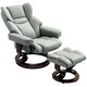 image 1 of HOMCOM PU Leather Manual Reclining Armchair Footstool Padded Seat Light Grey