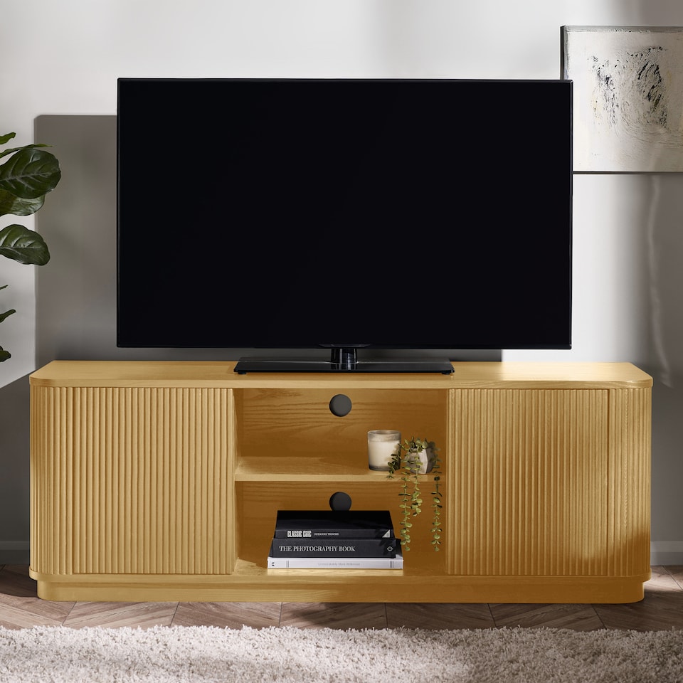 image 1 of Louis Light Oak Effect Fluted TV Unit